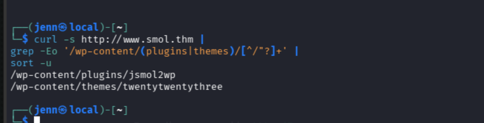 Manual enumeration discovering the JSmol2WP plugin and Twenty Twenty-Three theme